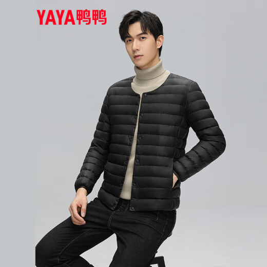 鸭鸭（YAYA）2023秋冬新款轻薄羽绒服男士内胆短款休闲百搭鸭绒保暖外套K 黑色 L