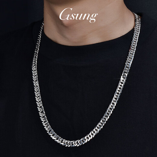 GsunG platinum necklace men's PT950 new Xiping chain atmospheric platinum horsewhip chain wide tank chain men's necklace priced by gram contact before bidding