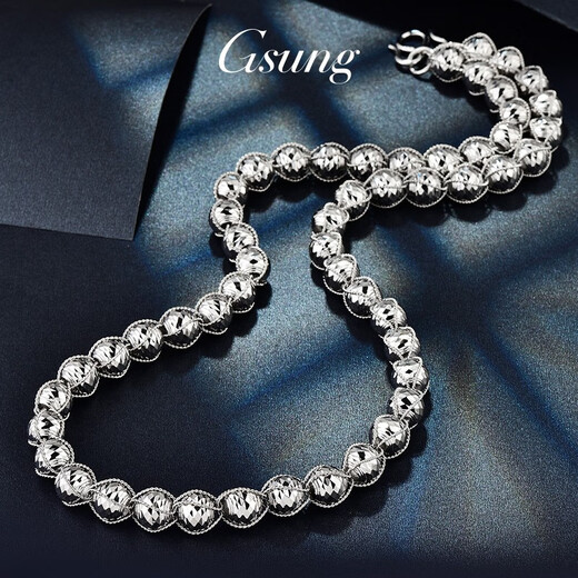 GsunG platinum men's necklace new line wrapped beads PT950 necklace men's large platinum bead chain priced by gram contact before bidding