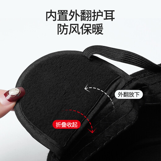 Baisi Teng middle-aged and elderly men's winter old man's warm hat dad grandpa old hat middle-aged duck cap woolen ear protection black upgraded model hat circumference adjustable 55-61 built-in ear protection
