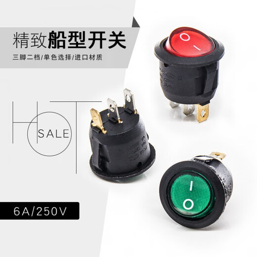ZHEHONGDI 20 mm kreisförmiger Schalterschalttaste 432-polige Zwei-Gang-Drei-Gang-KCD1105 Kleine Stromversorgung mit leichter Bootsschalter 2-poliger Zwei-Gang-Runde Black 1-Pack