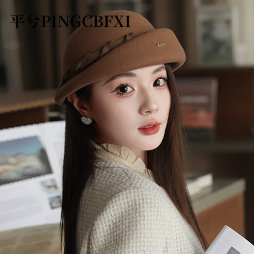 Pingxi PINGCBFXI light luxury brand wool beret hat for women winter new fashion casual fisherman hat warm and cold-proof hat for women light luxury * off-white one size (adjustable)