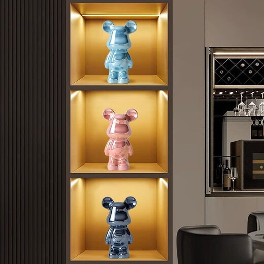 
Yunya Violent Bear Ornaments Living Room TV Cabinet Wine Cabinet Decoration Light Luxury High-end Ceramic Piggy Bank Home Birthday Gift Love Bear Four Pack (White, Pink, Blue, Silver) 35cm