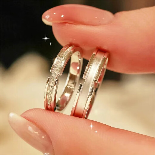 MZMZ Platinum Couple Ring Men's pt950 Platinum Engagement Diamond Ring Double Eleven Birthday Gift for Girlfriend and Wife Local Warehouse/Next Day Delivery-Light Luxury Jianjia Women's Ring