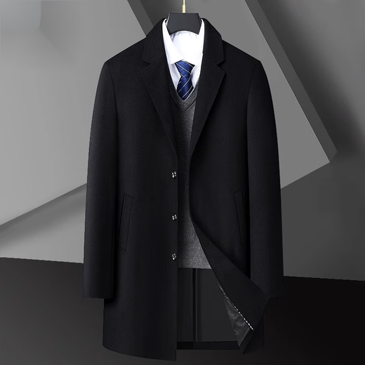 Pierre Cardin Fat Gran Tamaño de gama alta de longitud media lana de lana de lana de lana más grasa más gabardina de lana de lana de otoño y lana de otoño.