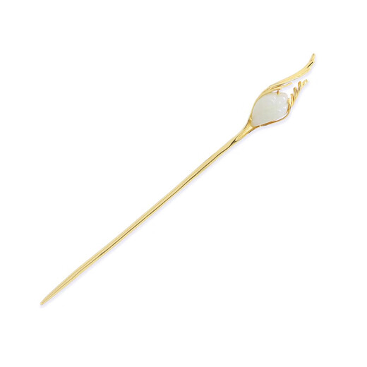 Mourou Chinese style magnolia hairpin simple modern white magnolia step shake hairpin ancient style Hanfu hairpin headdress golden branch jade hairpin A0901C