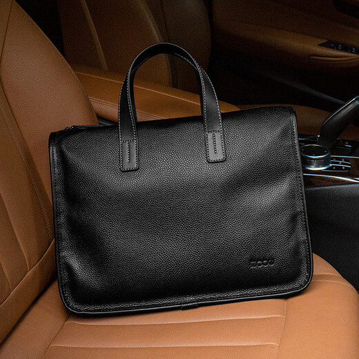 COW briefcase men's genuine leather handbag first layer cowhide men's bag computer bag C-8620 elegant black 14 inches