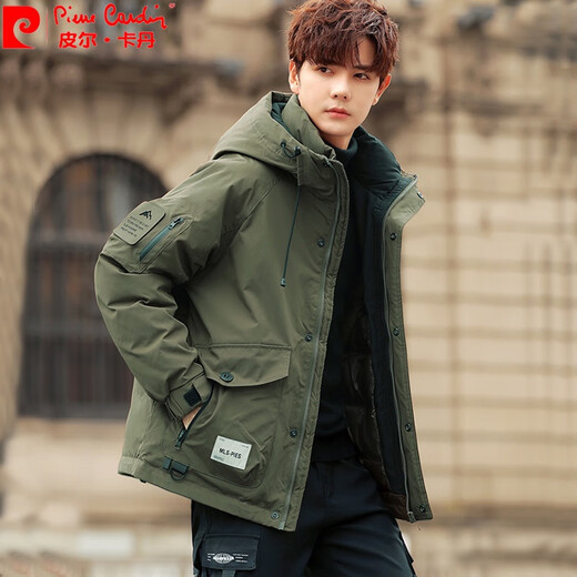 
Pierre cardin hooded men's down jacket winter charge 2025 new trendy workwear simple and versatile white duck down jacket men YR9871 brown L suitable for 100-120 Jin [Jin equals 0.5 kg]