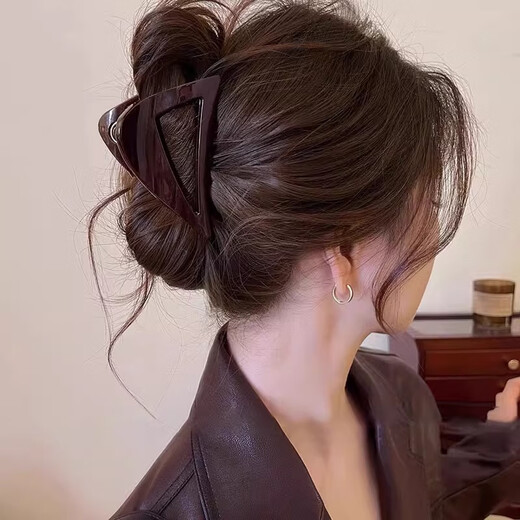 Idel Maillard Grappling Clip Shark Clip Women's New High-end Back of the Head Hair Clip Hair Accessories Head Accessories Birthday Gift F3033 Chocolate Brown Exquisite High-end Brand Clamp