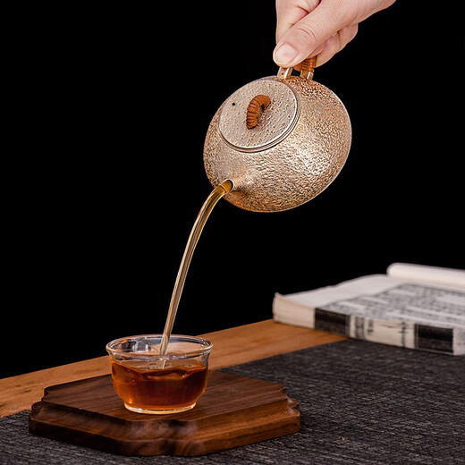 Silver Age Jingzhou stone ladle silver teapot pure silver 999 household pot pure handmade kung fu tea set one piece silver teapot small rock eye pattern 210g 240ml