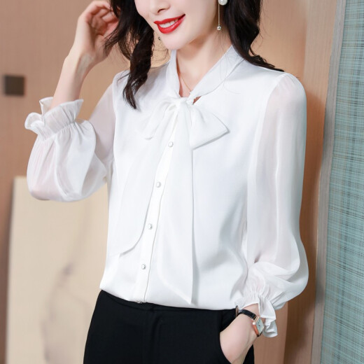 Park Ji Shirt Women's Long Sleeve 2021 Spring and Summer New Plus Size Women's Clothing Korean Style Loose Slim Western Style Top Temperament Versatile Shirt Women 9222 White L [Recommended 105-115 Jin [Jin equals 0.5 kg]]