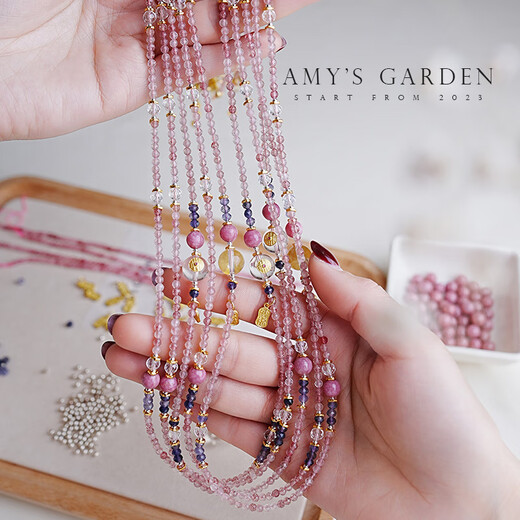 Xuecong Amy sGarden Xiaomi Bead Bracelet Women's Strawberry Crystal Pink Crystal Original Niche Bracelet Christmas Gift Tanzanite Bracelet
