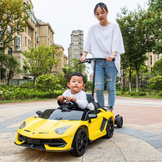 Haolaixi Lamborghini children's electric car four-wheeled with remote control baby car adult and child toy car can sit on the stroller red adult standing board/foam soft wheel/leather seat