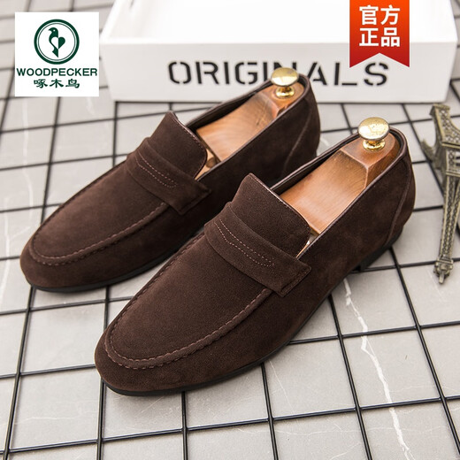 Specht 2024 Sommer Neue Mützenschuhe Herren Frühling Frosted Fell Casual Love Trendy Schuhe Herrenkoreaner Lederschuhe 6999 Schwarz 38