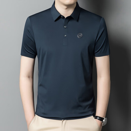 查利德斯轻奢无痕短袖polo衫男夏季款纯色免烫舒适休闲百搭半袖上衣t恤男 9858黑色【无痕免烫款】 XL 180【建议150-165斤】