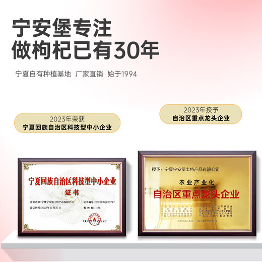 宁安堡枸杞子宁夏正宗苟杞 特优头茬红枸杞独立小袋 【大果】特优头茬枸杞 250g*2袋