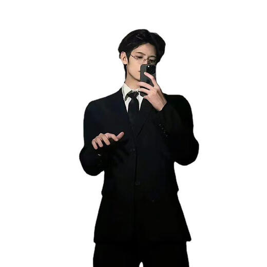 Xingsuyao (xingsuyao) black casual suit jacket men's high-end handsome shoulder pad suit interview versatile large size three-piece suit black suit + shirt + tie + trousers XL 130-140Jin Jin equals 0.5 kg