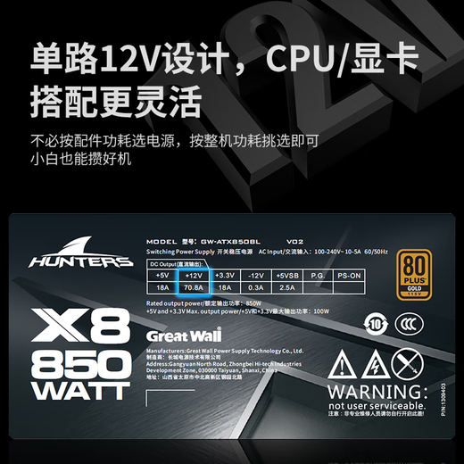 Great Wall rated 850W