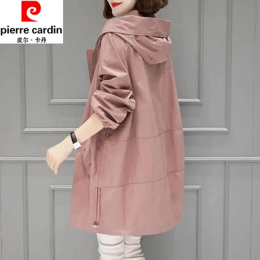 皮尔卡丹（pierre cardin）风衣女中长款小个子春秋季新款外套气质休闲百搭时尚显瘦洋气上衣 米白双层 XL 建议120-135斤