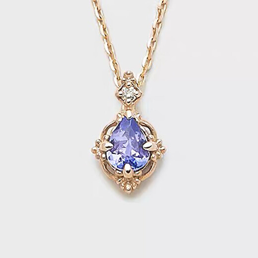 Nianfu 18k gold natural water drop tanzanite pendant diamond inlaid necklace retro design commuter + Chopin chain pendant