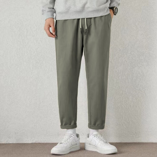 Jean-Vis Sommer neue Freizeithosen für Männer losen gerade 2025 neue konische neun-Punkte-Sommer-Komforthose 9904 Khaki Grey [Atmungsbares Baumwollhochqualität] s