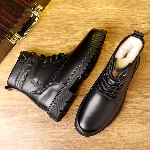 Special Forces Toy Gun 3513 Cruiser Herrenschuhe Taktische Kampfstiefel Winter High-Top Pure Woll Military Baumwolllederschuhe 3518 Single Schuhe Schwarz 39