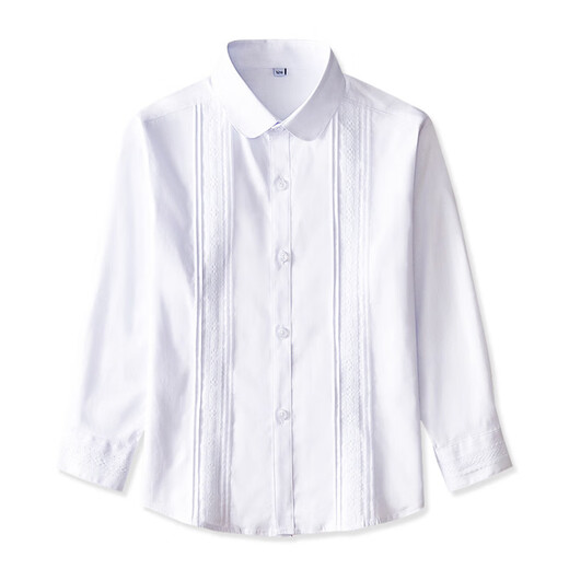 Xin Yueqing girls' white shirt long-sleeved college style spring and autumn primary school uniforms middle and large children white shirt performance clothes lace style - white single style 130 cm