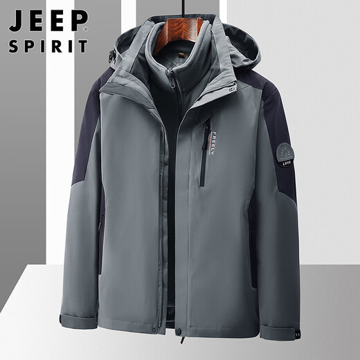 JEEP SPIRIT Jeep Jacket Men's Three-in-One Winter Jacket Men's Polar Fleece Jacket Men's Clothes