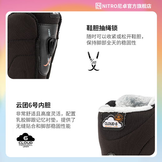 NITRO Ski Shoes CROWN Snowboard Shoes Park All-Round Quick Wear Comfortable Warm Snowboard Boots 2425 Women's Black 36.5 (Inner Length 235cm)