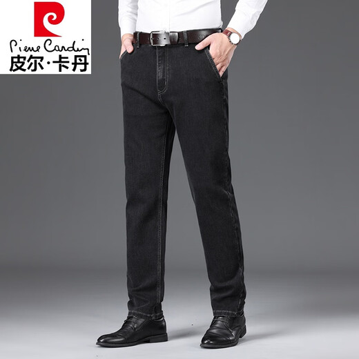 皮尔卡丹（pierre cardin）黑色牛仔裤男款2024春秋季宽松直筒长裤子男中年爸爸商务休闲男裤 686黑色H【款】 常规 30 【腰围2尺3】