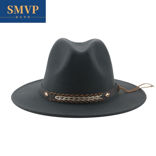 SMVP Tibetan top hat cowboy hat felt hat western cowboy woolen Tibetan hat ethnic style Xinjiang Tibet travel hat brown M (56-58cm)