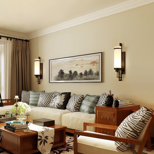 FENGLANQ new Chinese style wall lamp living room modern minimalist bedroom bedside aisle staircase hotel engineering TV background wall lamp 8787 gold