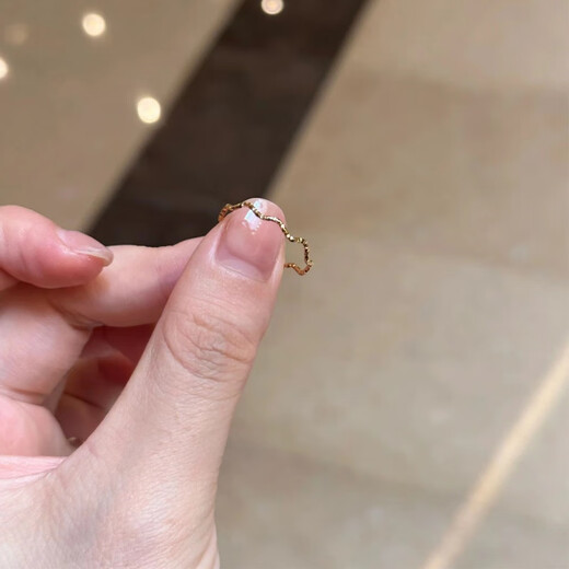 Fei Sheng Ji Fat Donglai's same style 18k gold plain ring 18K gold ultra-fine sparkling sand wave ring for women's index finger niche light luxury exquisite design Flashing sand wave ring US size 9