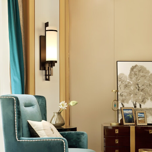 FENGLANQ new Chinese style wall lamp living room modern minimalist bedroom bedside aisle staircase hotel engineering TV background wall lamp 8787 gold