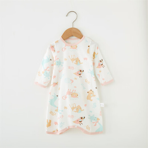 Baby Nachthemd Sommer Dünner Baby Pyjamas langärmelige reine Baumwollklimaanzug Einteilige Anti-Kick-Quilt-Quilt Nachthemd Kinder Nachthemd Tierpark 80