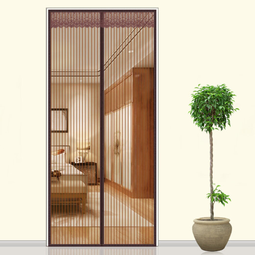 Diyin anti-mosquito door curtain Velcro screen window anti-mosquito magnetic punch-free partition coffee stripe 90*210cm customized