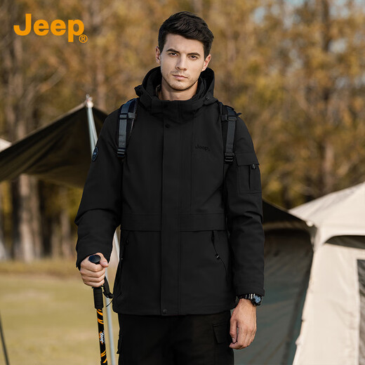 JEEP 3-in-1 Jacket High-end Detachable 2025 Autumn and Winter Outdoor Windproof Sports Mountaineering Jacket for Men