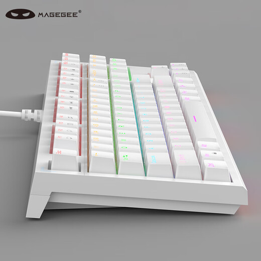 MageGee SKY 87 wired backlit keyboard 87-key gaming mechanical keyboard Business office comfortable keyboard Laptop mechanical keyboard White mixed light green switch