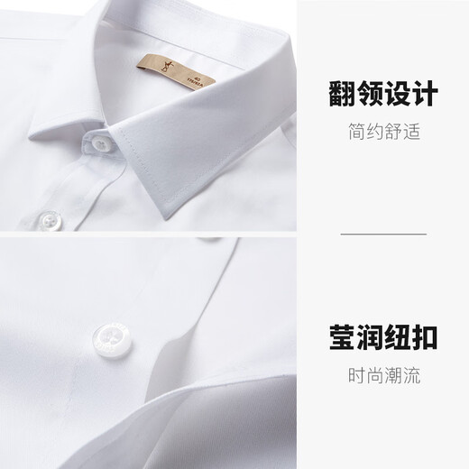 才子男士衬衫棉料透气25春夏商务白衬衣短袖职业上衣多色正装纯色