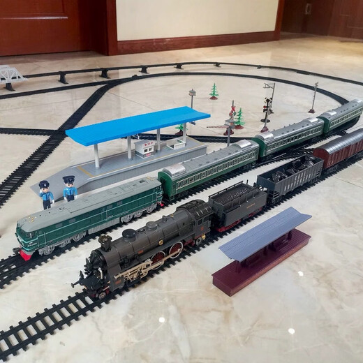 Aole Alliage Machine à Vapeur Fumer Rétro Piste Simulation Électrique Petit Train Modèle Ensemble pour la Journée des Enfants Jouer Alliage Vapeur Fumer Train Ensemble + Pack Supplémentaire avec Kit de Charge