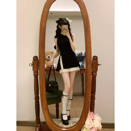 DIEJIAONUO Dress Summer Women's Clothing 2025 New Korean version pure and gentle style sweet hot girl with a sweet style black top + short skirt M