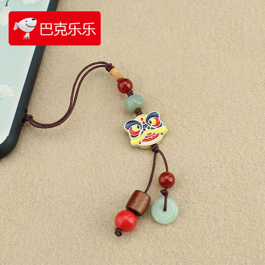 Bucklele ancient cloisonné double-sided oil-dripping lion-dry mobile phone lanyard mobile phone chain pendant personalized creative hanger for men and women Lion-dry mobile phone lanyard