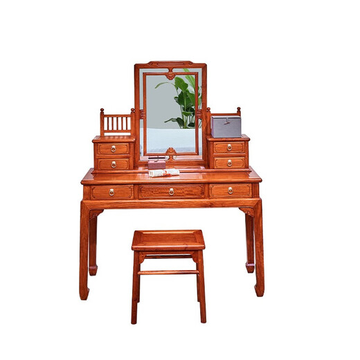 Tiger Master mahogany furniture Burmese rosewood (scientific name: Big Fruit Rosewood) bedroom solid wood dressing table combination dressing table Chinese style dressing table dressing table with stools