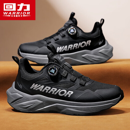 回力（Warrior）跑步鞋男士旋转纽扣男鞋耐磨运动鞋男3899黑色43