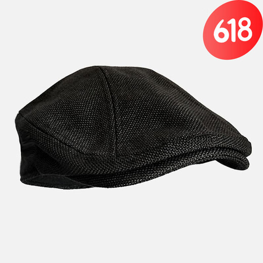 Huaqiao extra large head circumference extra large size enlarged and deepened beret men's hat men's large size casual literary and artistic progressive hat big head hat cotton and linen black XL extra large size (59-63cm)