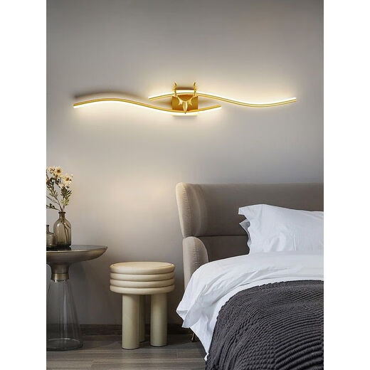 GUYES long wall lamp minimalist light luxury living room wall simple modern bedroom bedside wall lamp Guangdong Zhongshan lamp wall lamp gold 80CM warm light