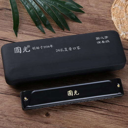 Guoguang 24-Loch-Mundharmonika Polyphonica C-Tune Mundoniconica Advanced Deutsch importiert Gong Erwachsene Anfänger Professionelle Leistungsniveau [High-End-Leistungsniveau] Guozhimeng 24-Loch Polyphonica C-Tune Black [kein Fingerabdruck]