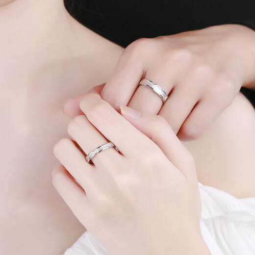 MZMZ platinum ring Jianjia and Bailu couple platinum ring engagement wedding birthday anniversary gift for girlfriend light luxury model-Bailu women's ring