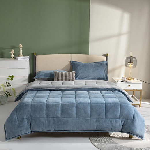 I-WILL milk velvet winter quilt flannel quilt core thickened winter single fiber quilt blue gray 200x230cm 8Jin Jin equals 0.5 kg I-WILL milk velvet winter quilt flannel quilt core thickened winter single fiber quilt blue gray 200x230cm 8Jin Jin equals 0.5 kg
