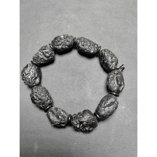 Fat Donglai's same style DL 1998 meteorite raw stone bracelet natural thunder ink glass pendant bracelet necklace 6mm round bead bracelet